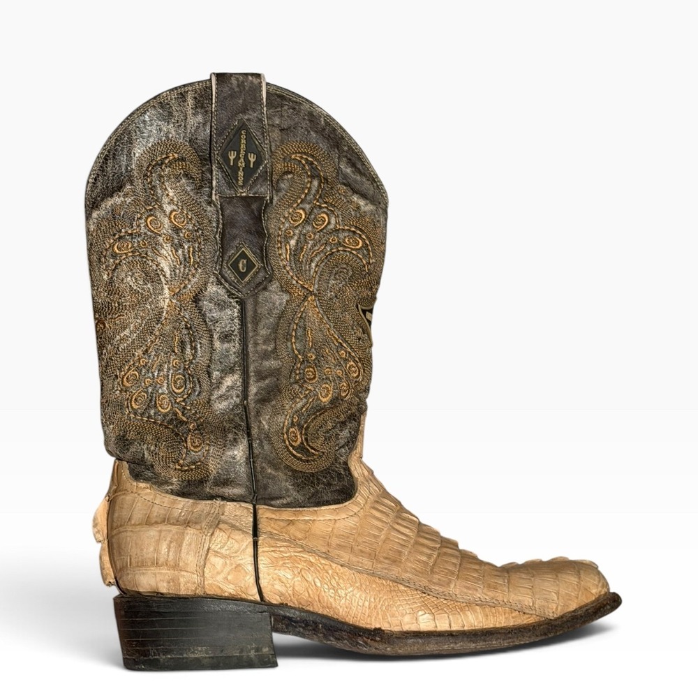 Correcaminos Caiman Belly Exotic Leather Western Cowboy Boots Tan Brown MEX 27.5
